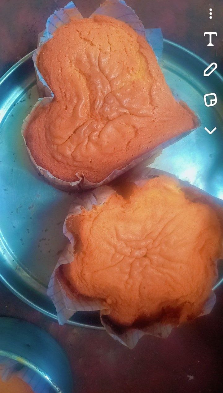 Heart shaped sponge cake