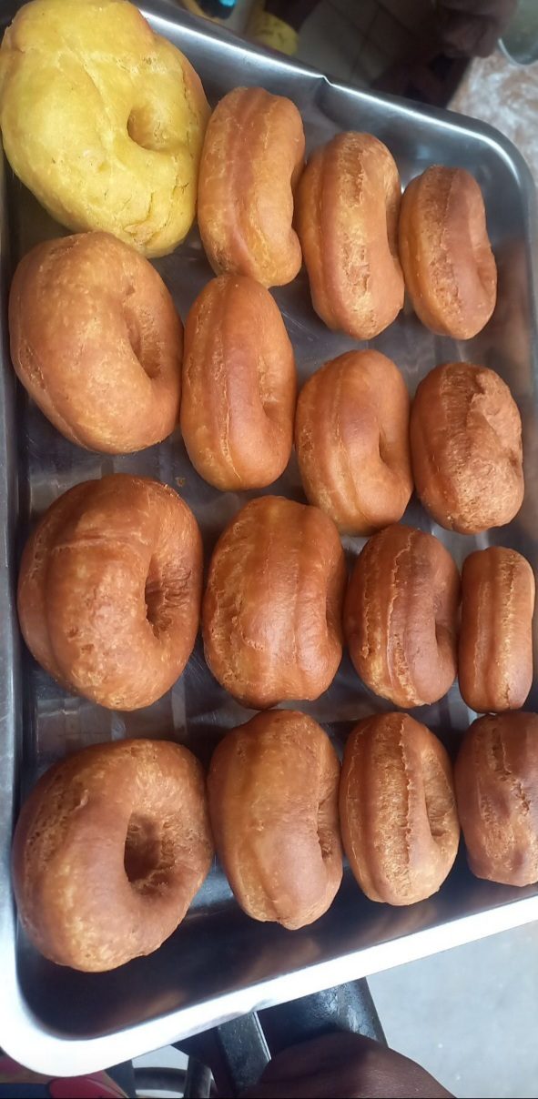 Tray of fresh doughnuts